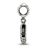 Sterling Silver 925 Dangle Bead with High Heel Charm Antiqued Finish